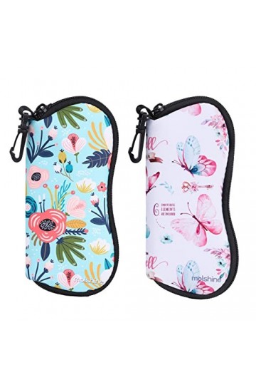 molshine 2 pièces étui à lunettes de soleil souple, pochette à lunettes en néoprène avec fermeture éclair, sac à lunettes por