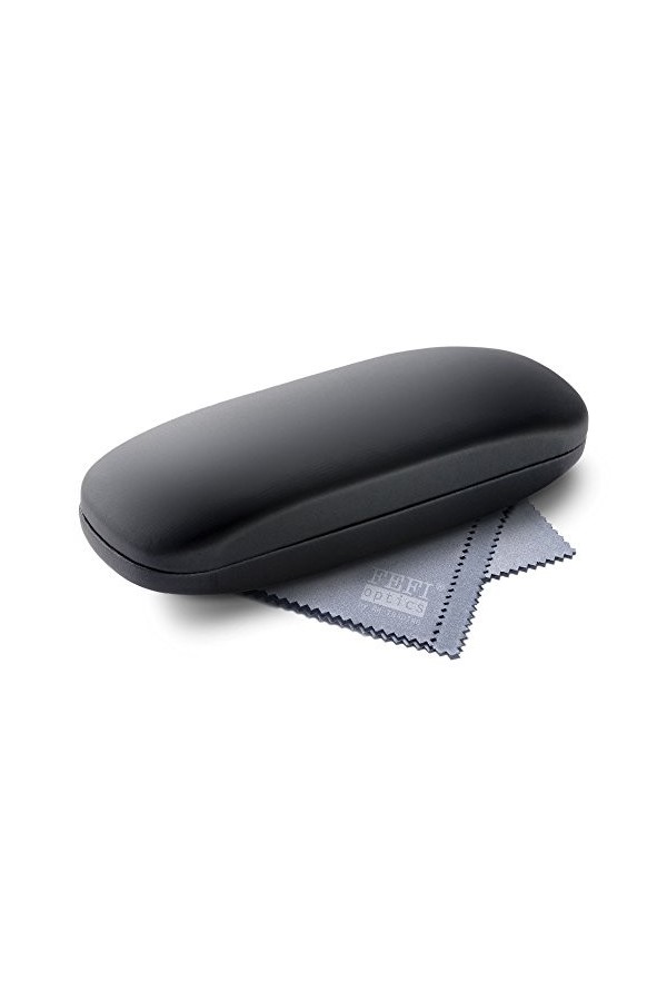 FEFI Etui à lunettes softtouch noir - Hardcase - y compris chiffon de nettoyage de lunettes de haute qualité