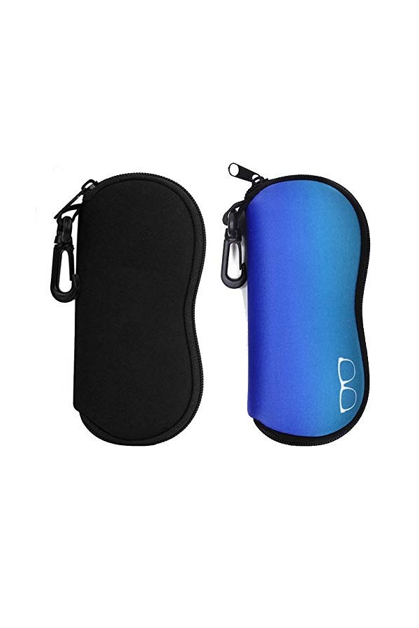 2 Pièces Étui à Lunettes en Néoprène, Étui Lunettes Souple, Sac à Lunettes Portable, Protecteur et Léger, avec Mousqueton, po