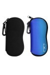 2 Pièces Étui à Lunettes en Néoprène, Étui Lunettes Souple, Sac à Lunettes Portable, Protecteur et Léger, avec Mousqueton, po