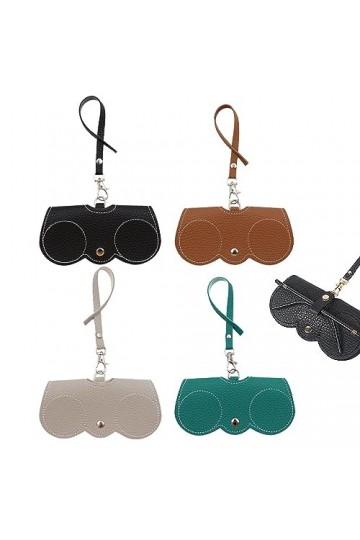 Sac à Lunettes de Soleil en Cuir Souple 4 Pièces Étui à Lunettes Portable Porte-étui à Lunettes en Cuir Pochette à Lunettes a