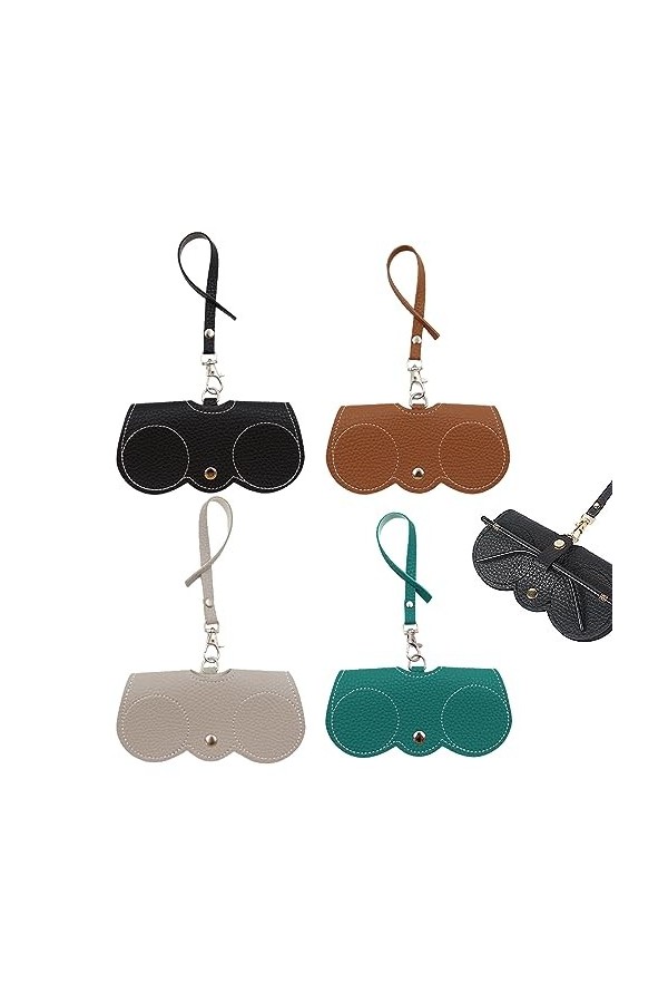 Sac à Lunettes de Soleil en Cuir Souple 4 Pièces Étui à Lunettes Portable Porte-étui à Lunettes en Cuir Pochette à Lunettes a