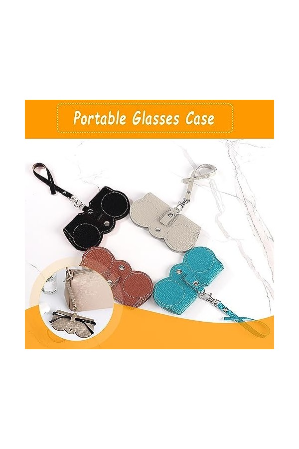 Sac à Lunettes de Soleil en Cuir Souple 4 Pièces Étui à Lunettes Portable Porte-étui à Lunettes en Cuir Pochette à Lunettes a