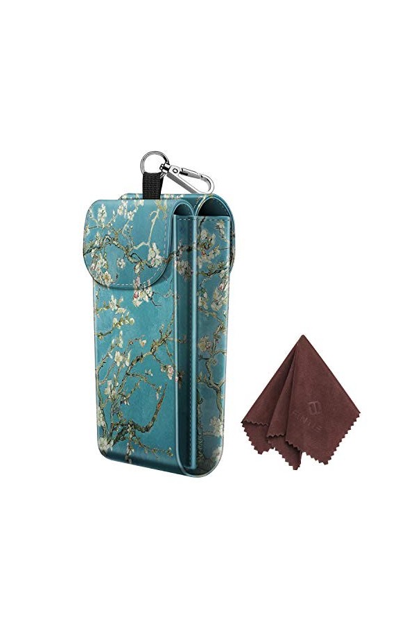 FINTIE Etui à Lunettes 2 en 1 avec Mousqueton, Housse à Lunettes Portable en Cuir végétalien, Etui Anti-Rayures pour Lunettes