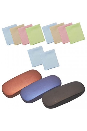 Hantier 3 Pcs Étui à Lunettes Coquille Lunettes Lunettes de Soleil Boîte de Protection avec 10 Chiffons de Nettoyage pour Fem