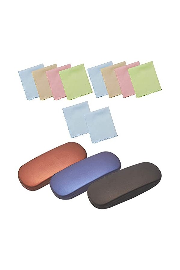 Hantier 3 Pcs Étui à Lunettes Coquille Lunettes Lunettes de Soleil Boîte de Protection avec 10 Chiffons de Nettoyage pour Fem