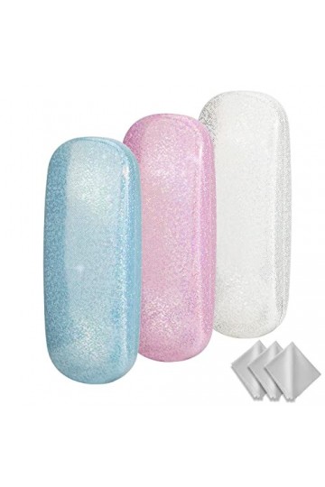 Hifot Étui Lunettes 3 pièces avec Chiffon à Lunettes, Étui Lunette Souple PU Cuir Sac Lunettes Boitier Lecture pour Femme Hom