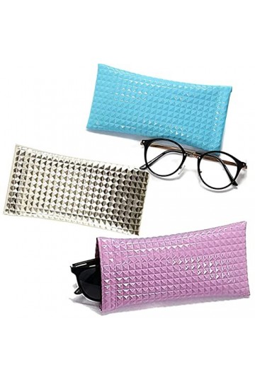 3 Pièces Portable Étuis à Lunettes Étanche, Souple PU Cuir Sac Lunettes, Boitier Lunettes Lecture, Sac à Lunettes en Cuir, Et