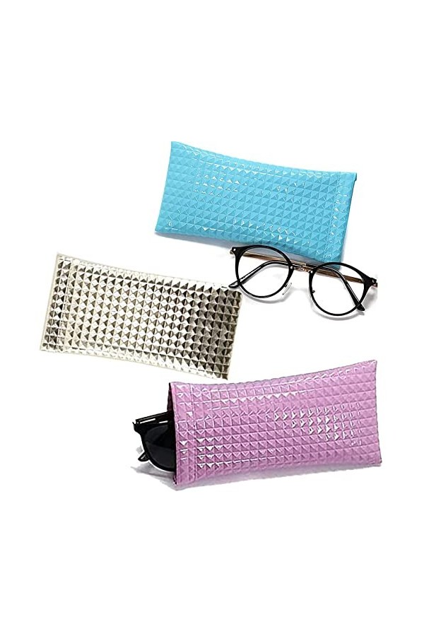3 Pièces Portable Étuis à Lunettes Étanche, Souple PU Cuir Sac Lunettes, Boitier Lunettes Lecture, Sac à Lunettes en Cuir, Et