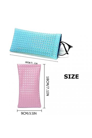 3 Pièces Portable Étuis à Lunettes Étanche, Souple PU Cuir Sac Lunettes, Boitier Lunettes Lecture, Sac à Lunettes en Cuir, Et