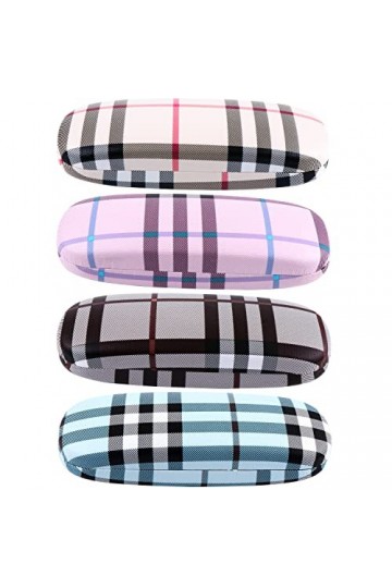 4 Pcs Étuis à Lunettes Rigides en Toile de Lin, Boîte de Protection de Lunettes de Soleil avec 4 Tissu pour Lunettes 4 Coule