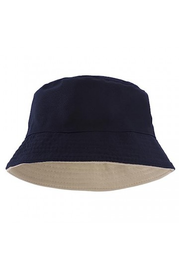 WLLHYF Chapeau cloche réversible en coton bicolore, chapeau de soleil pliable, Noir/kaki, taille unique
