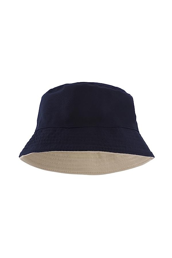 WLLHYF Chapeau cloche réversible en coton bicolore, chapeau de soleil pliable, Noir/kaki, taille unique