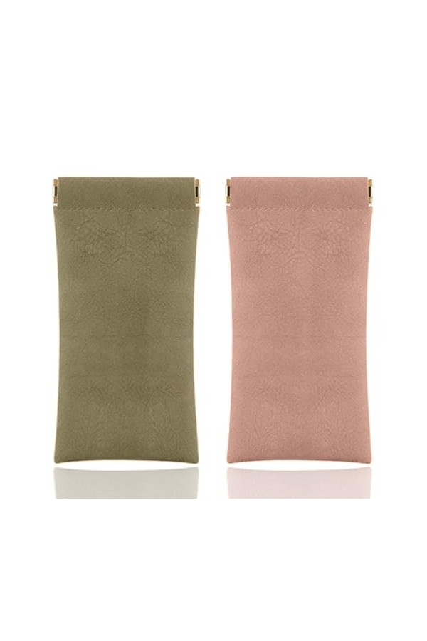 EODKSE Ensemble de 2 Étuis Souples pour Lunettes de Soleil - Étui en cuir PU souple pour lunettes de soleil et lunettes, Poch