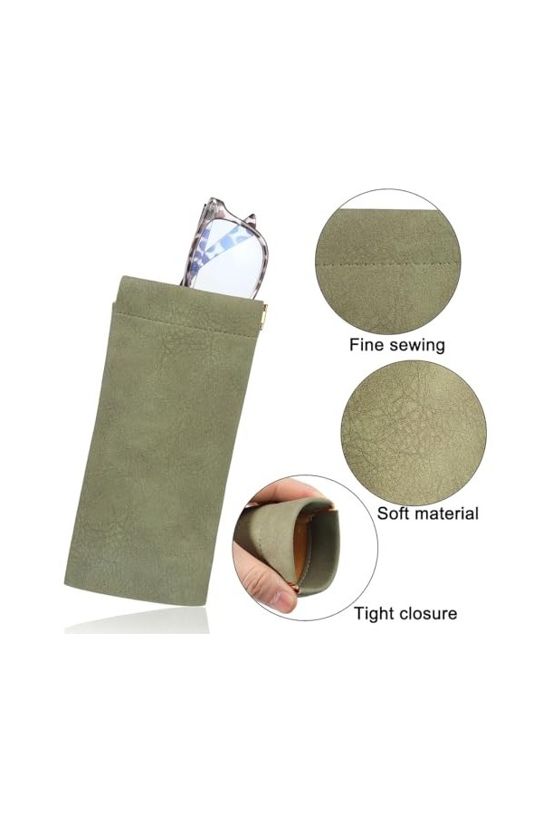 EODKSE Ensemble de 2 Étuis Souples pour Lunettes de Soleil - Étui en cuir PU souple pour lunettes de soleil et lunettes, Poch