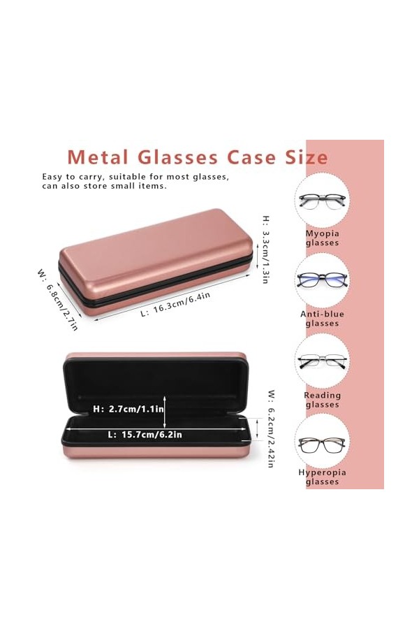 Hifot Etui Lunettes Rigide, Étui Lunettes en Métal Boite a Lunette, Boîte Lunette de Lecture Etui Lunettes de Soleil, Boîte à
