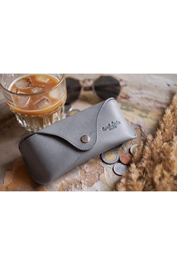 Gusti Étui à lunettes en cuir, Gris/bleu, taille unique