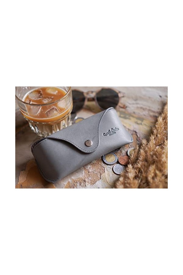 Gusti Étui à lunettes en cuir, Gris/bleu, taille unique