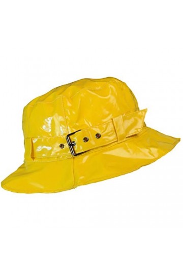 TOUTACOO, Bob Imperméable Aspect Ciré, Chapeau de Pluie à Boucle, uni, réglable 07-Uni Jaune 