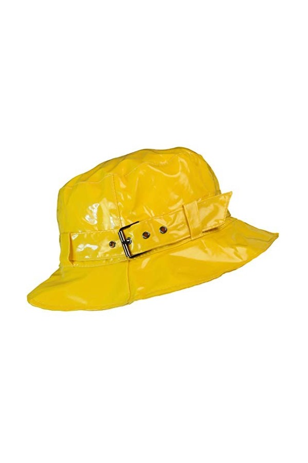 TOUTACOO, Bob Imperméable Aspect Ciré, Chapeau de Pluie à Boucle, uni, réglable 07-Uni Jaune 