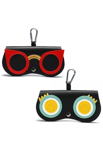 CCAIPU 2 Pcs Etui à Lunettes, Etui à Lunettes Portable en Cuir PU Etui de Protection pour Lunettes de Soleil pour Femmes Homm