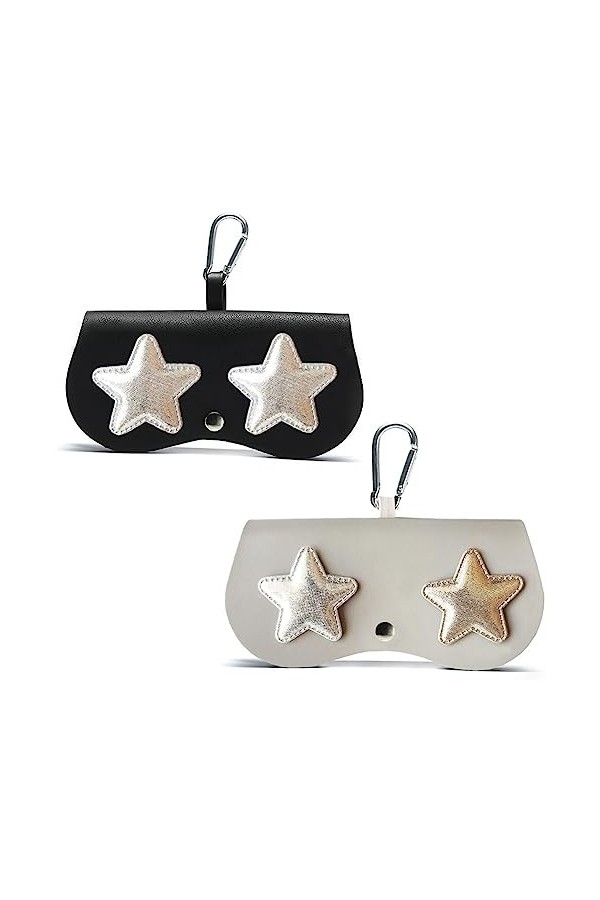 CCAIPU 2 Pcs Etui à Lunettes, Etui à Lunettes Portable en Cuir PU Etui de Protection pour Lunettes de Soleil pour Femmes Homm