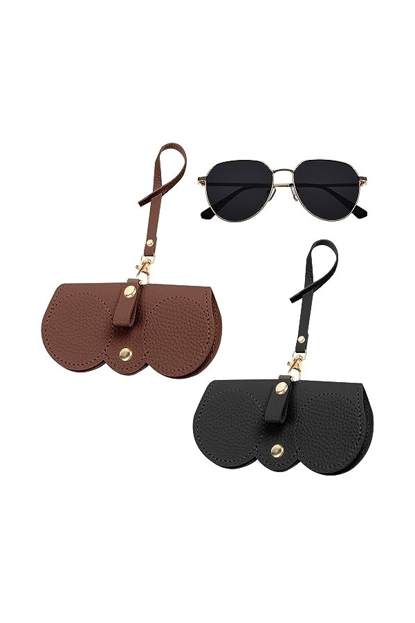 Zuroki 2pcs Sac à lunettes de soleil en cuir souple, étui à lunettes souple pour femme, pochette pour lunettes de soleil, poc