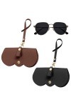 Zuroki 2pcs Sac à lunettes de soleil en cuir souple, étui à lunettes souple pour femme, pochette pour lunettes de soleil, poc