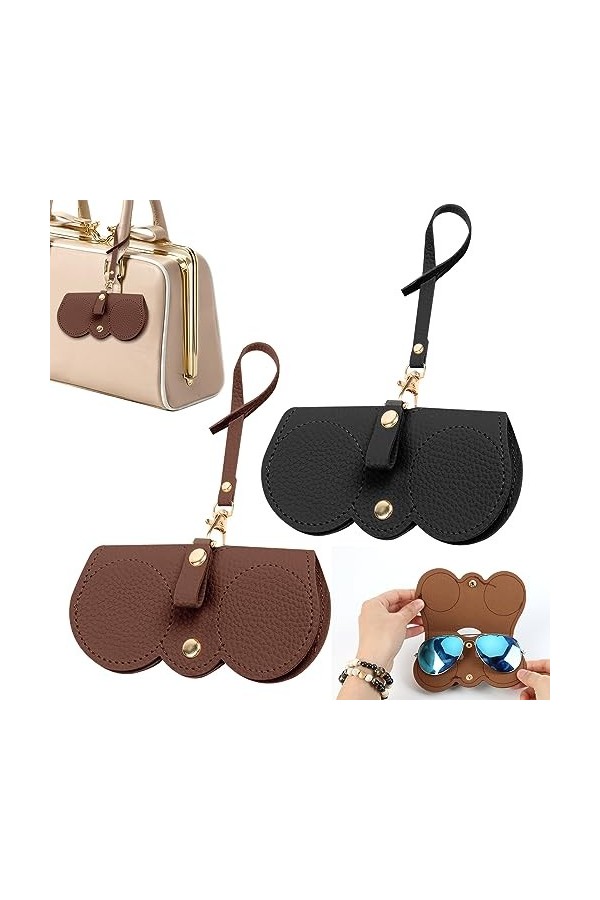 Zuroki 2pcs Sac à lunettes de soleil en cuir souple, étui à lunettes souple pour femme, pochette pour lunettes de soleil, poc