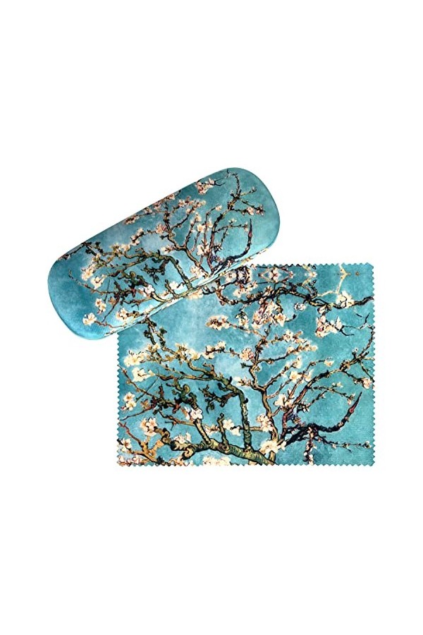 von Lilienfeld Étui Lunettes Vincent van Gogh : amandier en fleurs Boîte Robuste Étui Lunettes de Soleil Chiffon de Nettoyage