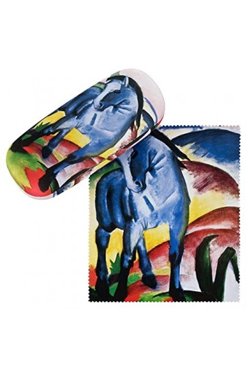 VON LILIENFELD Étui Lunettes Boîte Robuste Cadeau Étui Lunettes de Soleil Chiffon de Nettoyage Art Franz Marc : Cheval bleu