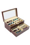 Kurtzy Boite a Lunette de Soleil Verrouillable - Rangement Lunette 2 Niveaux et 12 Compartiments avec Loquet - Presentoir Lun