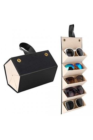 MoKo Étui à Lunettes avec 5 Compartiments, Étui de Transport pour Ranger Lunettes de Soleil, Boîtier de Rangement Pliable Org