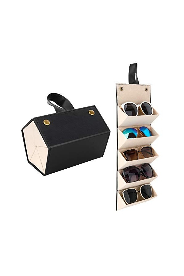 MoKo Étui à Lunettes avec 5 Compartiments, Étui de Transport pour Ranger Lunettes de Soleil, Boîtier de Rangement Pliable Org