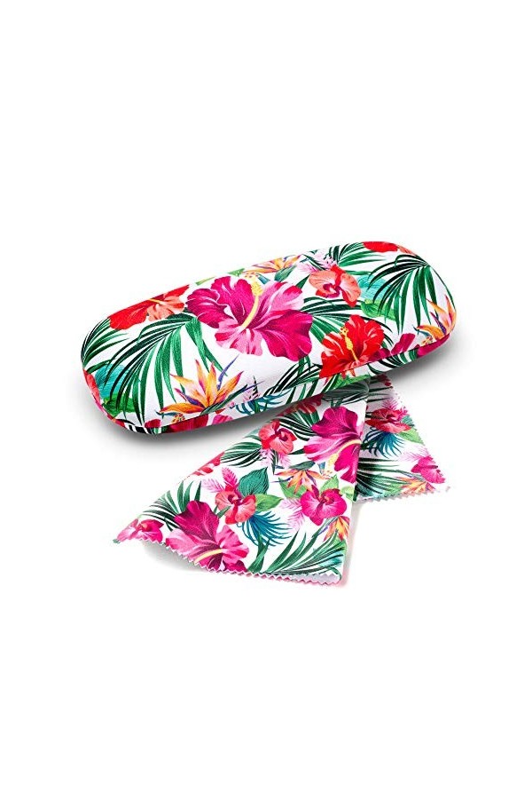 FEFI Set Etui à lunettes: Flower - Hardcase - avec chiffon de nettoyage pour lunettes