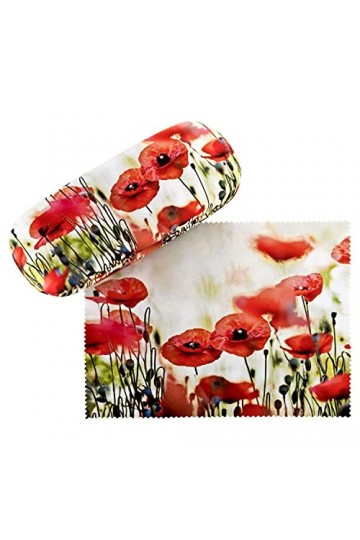 VON LILIENFELD Étui Lunettes Boîte Robuste Cadeau Étui Lunettes de Soleil Chiffon de Nettoyage Fleur Floral Coquelicots