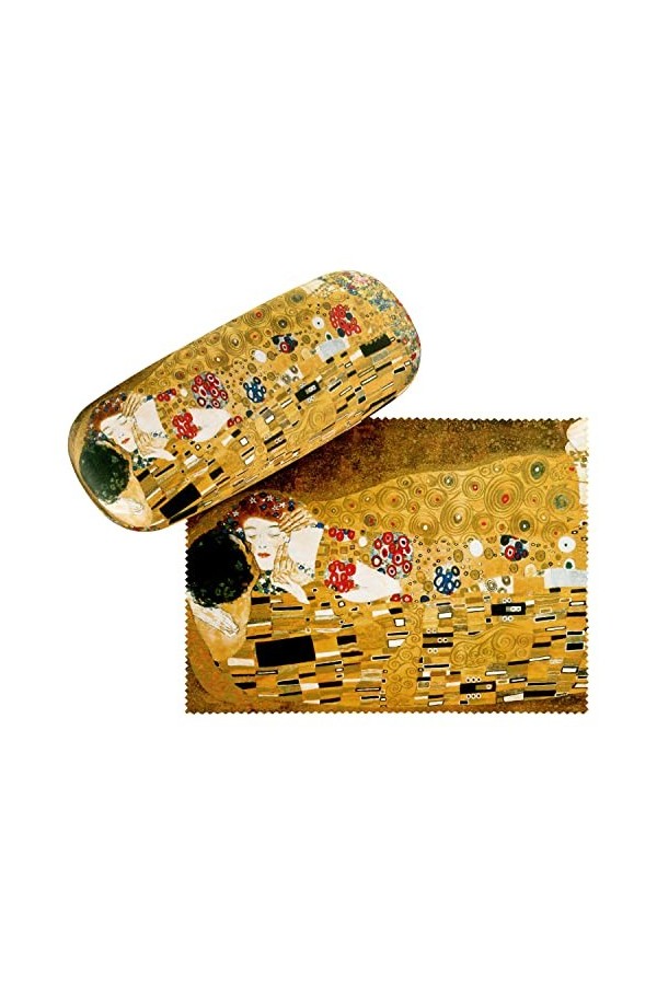 VON LILIENFELD Étui Lunettes Boîte Robuste Cadeau Étui Lunettes de Soleil Chiffon de Nettoyage Art Gustav Klimt: Le Baiser