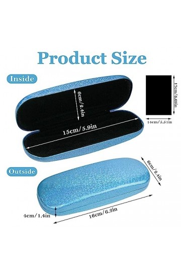 aurorayer Lot de 3 étuis à lunettes rigides en cuir synthétique avec 3 chiffons de nettoyage, étui à lunettes de soleil paill