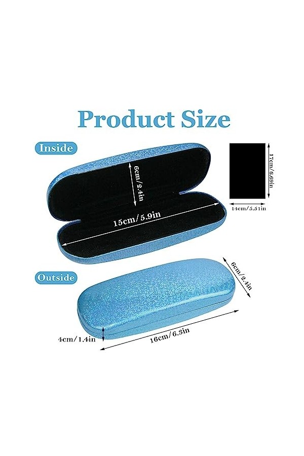 aurorayer Lot de 3 étuis à lunettes rigides en cuir synthétique avec 3 chiffons de nettoyage, étui à lunettes de soleil paill