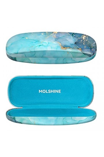 molshine Étui à lunettes en cuir PU rigide pour hommes, femmes, filles, voyage, étude, travail, gris/bleu, M 码（中码）