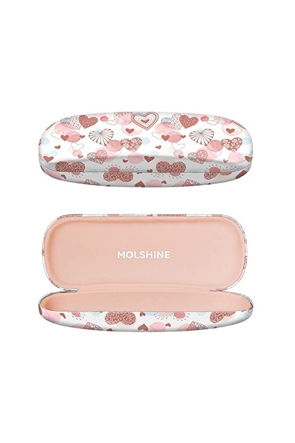 molshine Étui à lunettes en cuir PU rigide pour hommes, femmes, filles, voyage, étude, travail, gris/bleu, M 码（中码）