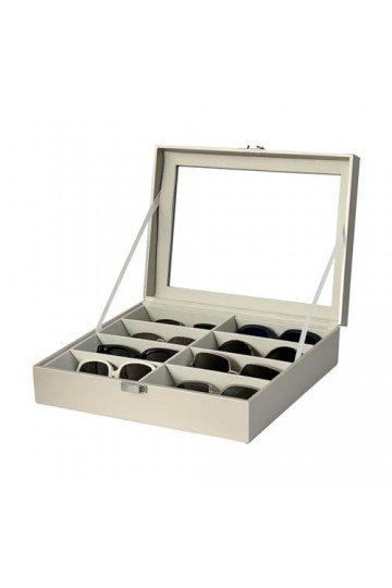 UnionPlus Étui de rangement pour lunettes de soleil à 8 emplacements, étui de rangement pour lunettes de soleil, beige nacré 