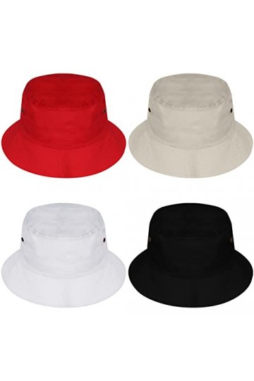 BELLE VOUS Lot de 4 Chapeau Bob en Coton - Bob Homme/Femme Unisexe Pliable - Bob d’Extérieur pour Les Vacances d’Eté et la Pl