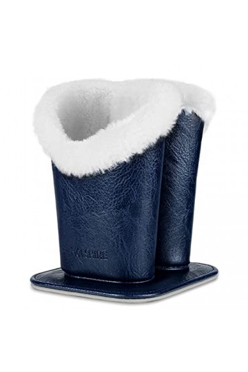 molshine Support de lunettes doublé en peluche, étui droit en cuir avec base magnétique pour bureau, chevet, salon, Deux bleu