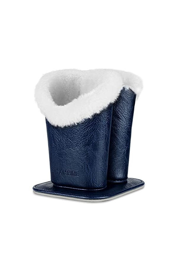 molshine Support de lunettes doublé en peluche, étui droit en cuir avec base magnétique pour bureau, chevet, salon, Deux bleu