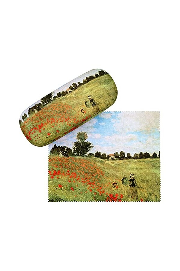 VON LILIENFELD Étui Lunettes Boîte Robuste Cadeau Étui Lunettes de Soleil Chiffon de Nettoyage Art Claude Monet: Champ de Coq