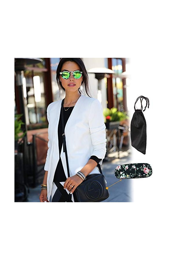 SwirlColor Étui à Lunettes Rigide, 2 Étuis à Lunettes à Fleurs pour Femmes Filles, avec 2 Chiffon de Nettoyage pour Lunettes 
