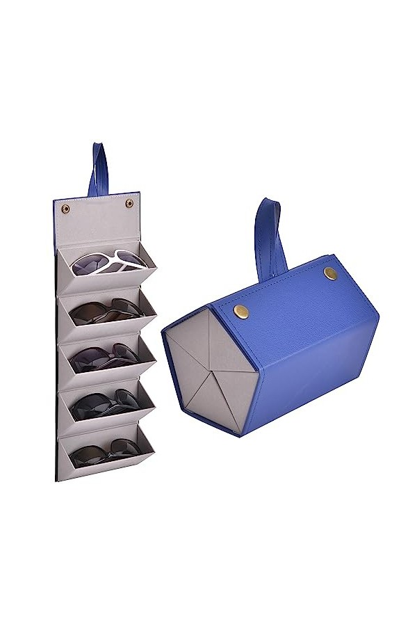 TJC Organiseur de voyage portable pour lunettes de soleil 3/5 emplacements pliables Étui de rangement pour lunettes de soleil