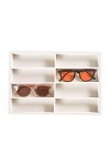 Pangkeep Organiseur de lunettes de soleil à 8 compartiments, support de lunettes, plateau de présentation beige pour homme et
