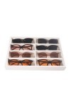 Pangkeep Organiseur de lunettes de soleil à 8 compartiments, support de lunettes, plateau de présentation beige pour homme et